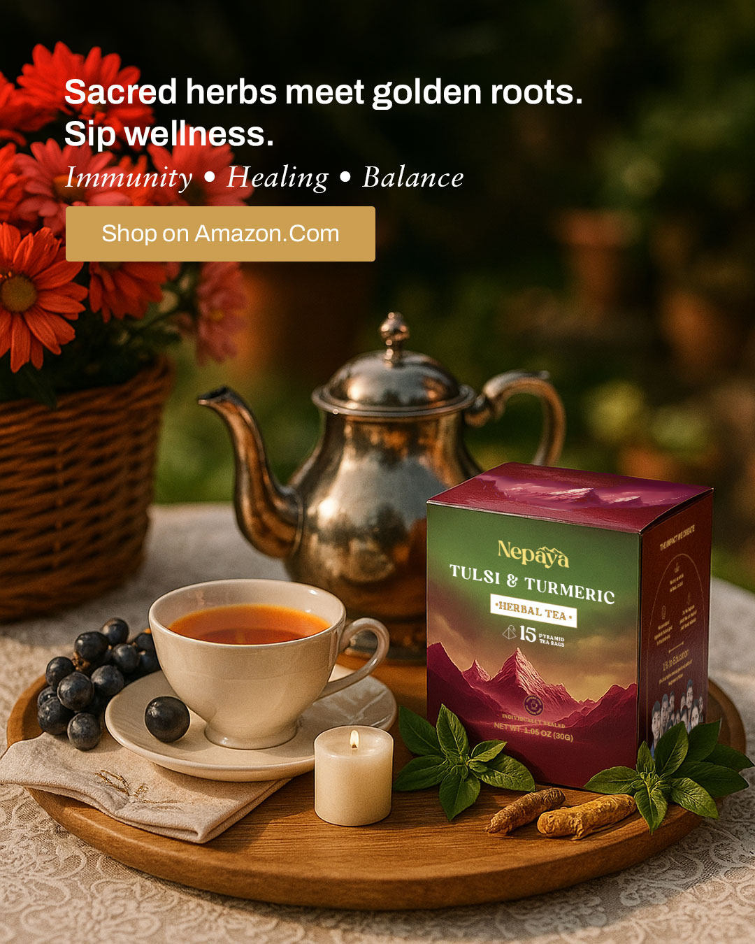 Nepaya Tulsi Turmeric Herbal Tea