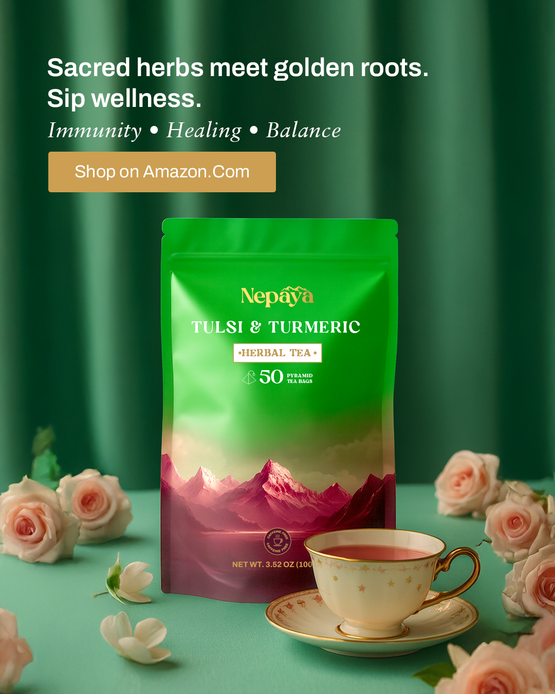 Nepaya Tulsi Turmeric Herbal Tea